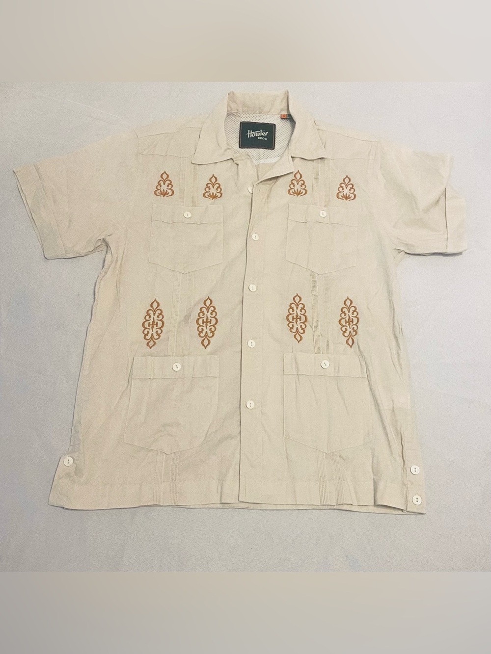 HOWLER BROS Guayabera Short Sleeve Shirt, Size S